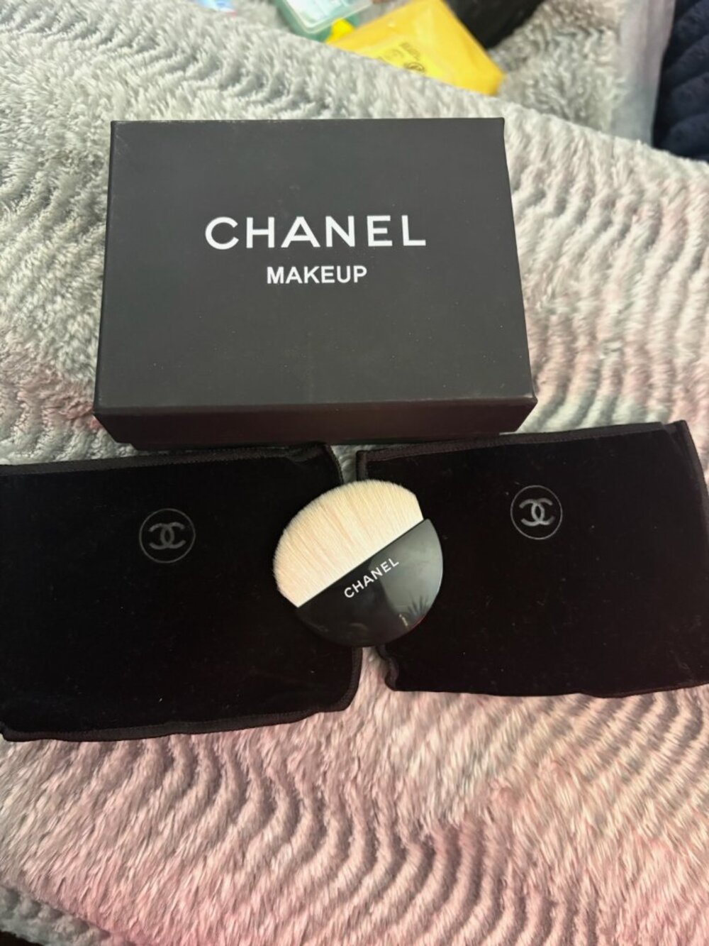 (2) Chanel Velvet Small Pouch w/MakeUp Brush